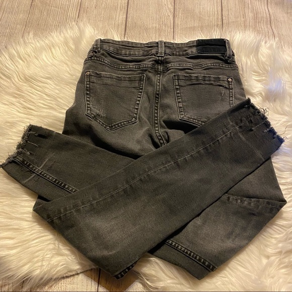 Zara Gray Frayed Destructed Skinny Jeans US 2 - Picture 2 of 10